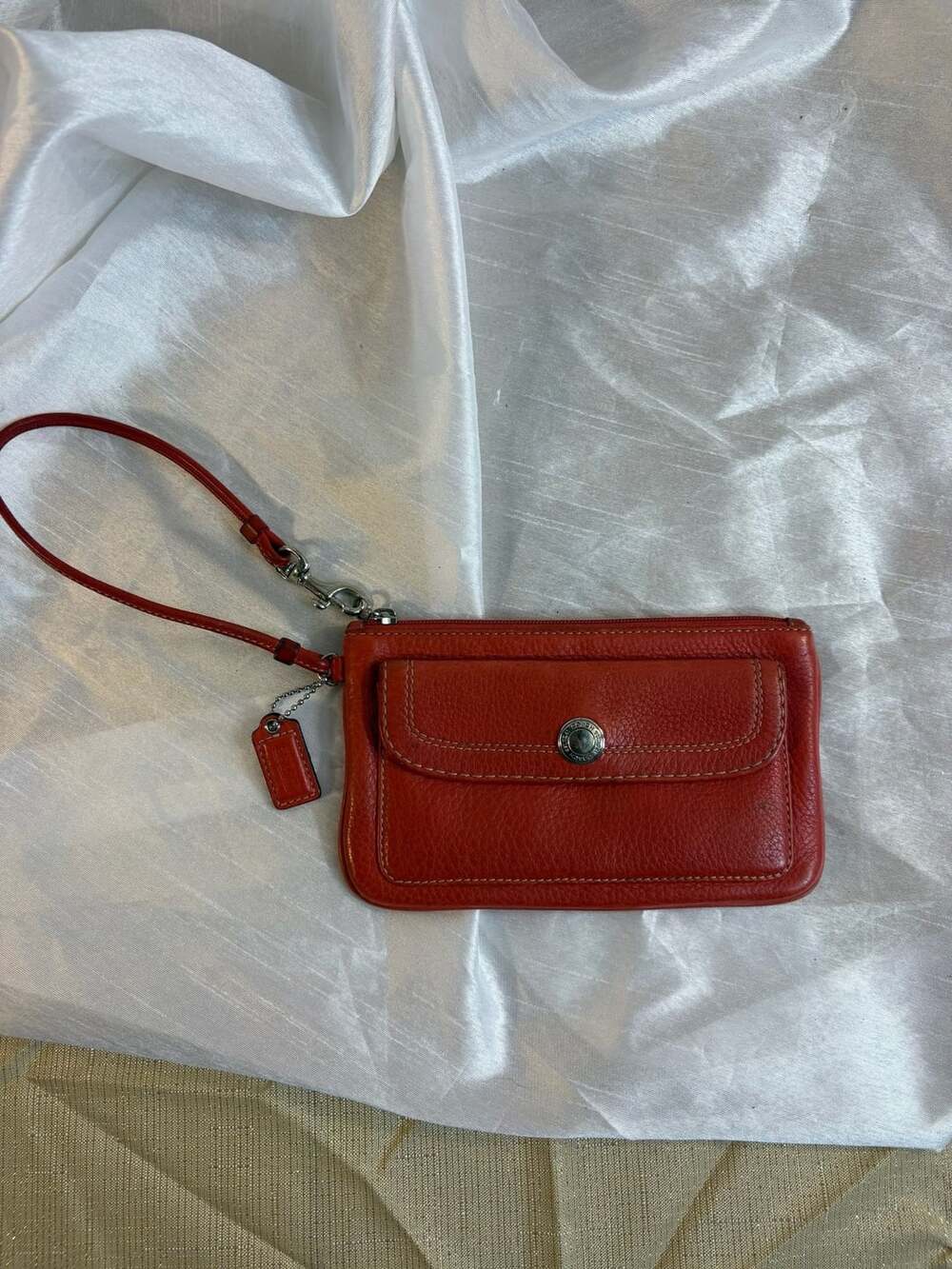 Coach Leather Wristlet Red